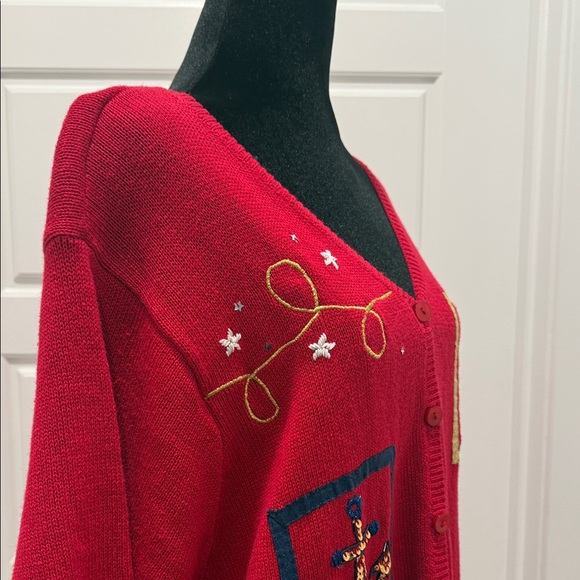 Susan Graver Red Nautical Cardigan - Picture 12 of 12